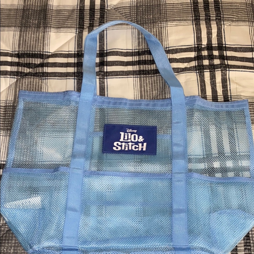 Disney Lilo & Stitch Light Blue Mesh Tote/ beach bag